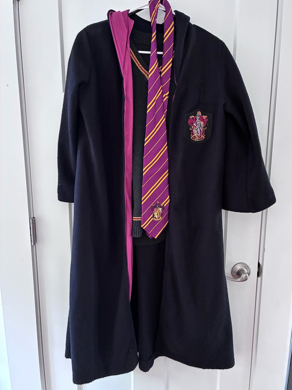 Harry Potter Black Robe with Purple Lining & Gryffindor Crest